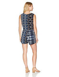 Printed Surplice Skort Romper Navy Multi Small