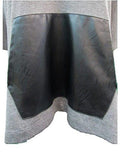Plus Kangaroo Pocket FauxLeather Trim Poncho Top Gray 2X