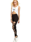 Sweatyrocks Leggings Cutout Skinny Tights Ripped Yoga Workout Pants Black Small