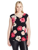 Plus Size Printed Extended Shoulder Top Blackrose 1X