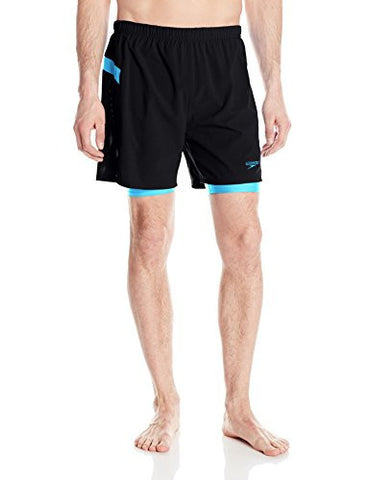 Speedo Hydrosprinter With Compression Swimsuit Shorts Workout & Swim Trunks Speedo Black Large