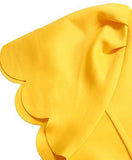 Sidefeel Sweet Scallop Pleated Vintage Ruched Dress Large Yellow