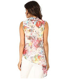 Karen Kane Watercolor Asymmetrical Hem Top Print Blouse