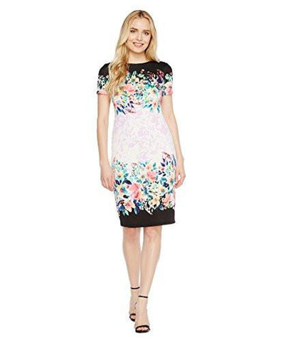 Maggy London Scuba Midi Sheath, White/Rose, 10