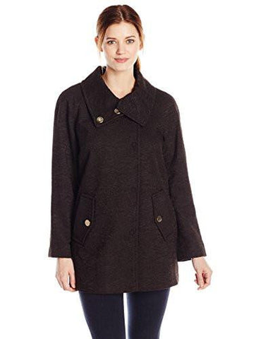 Outerwear Textured Cotton Cocoon Jacket, Black, Medium