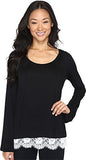 LaceHem Boat Neck Top Black/OffWhite Shirt