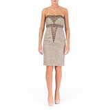 Womens Embellished Strapless Cocktail Dress Taupe 2