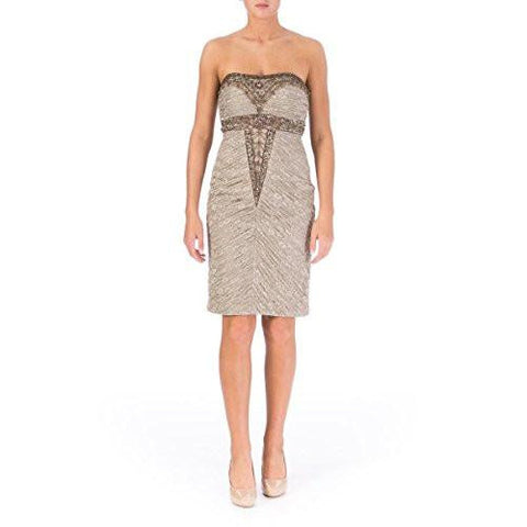 Womens Embellished Strapless Cocktail Dress Taupe 4