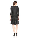 Taylor Dresses 3/4 Sleeve Printed Fit And Flare Sweater Dress, Black/Graphite, XLarge