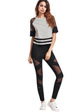 Sweatyrocks Mesh Stretchy Leggings Sports Workout Yoga Active Tights Black S