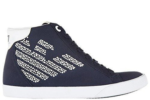 Shoes High Top Trainers Sneakers Pride Canvas Strass Blu Us Size 6 288051 7P299 06935