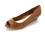 Favara Peep Toe Leather Wedge Pumps Nut Size 6
