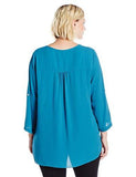Plus Size RollTab Shirttail Top, Baltic Blue, 2X