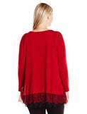 Plus Size Lace Inset Sweater, Red, 1X