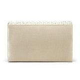 Jubins Ladies Large Evening Satin Bridal Diamante Ladies Clutch Bag Party Prom Envelope Champagne