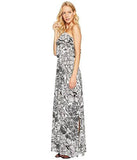 Maggy London One Shoulder Jersey Ruffle Maxi, Soft White/Black, 10