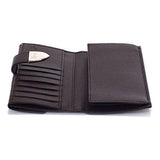 Leather Buckle Continental Flap Wallet 231837 Dark Brown
