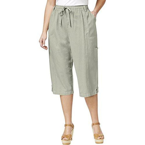 Plus Loose Fit Comfort Waist Capri Pants Navy 2X
