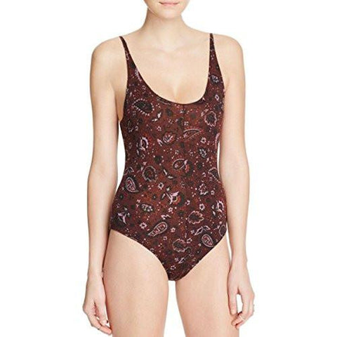 Printed Scooped Bodysuit Purple Xs