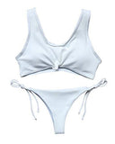 Mooskini Fashion 2 Piece Bathing Suit Solid Color Bikini Set Summer Beach Wear Sus Size 24 White