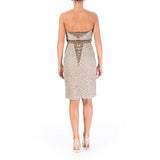 Womens Embellished Strapless Cocktail Dress Taupe 4