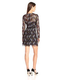 Floral Lace Fitted Dress With Trim Detail, Plum Multi, 4