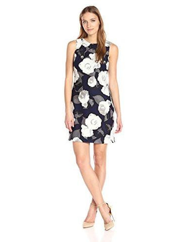 Taylor Dresses Moonlight Rose Stretch Crepe Sheath Dress, Navy Grey/Black, 12