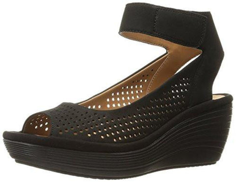 Reedly Salene Wedge Sandal Black Nubuck 75 M Us
