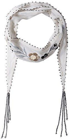 Wanna Be Floral Embroidered Skinny Scarf Grey Mist One Size