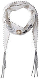 Wanna Be Floral Embroidered Skinny Scarf Grey Mist One Size