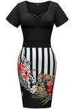 Creti Pencil Sheath Stripe Floral Wear To Work Cocktail Bodycon Summer Dresses