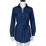 Aimtoppy Long Sleeve Denim Shirt Casual Blue Jacket Ladies Blouse Tops Xl