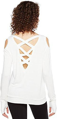 Recreation Bamboo Ls Cold Shoulder Top White L