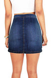 Wax Juniors Cute Button Down Denim Mini Skirt L Dark Denim