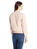 Hudson Jeans Gene Puffy Bomber Jacket, Sun Kissed Pink Destructed, XSmall