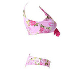 Mooskini Two Piece Floral Print Bikini Set Padded Bathing Suit Swimsuit S Pink