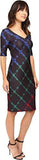 Taylor Dresses Long And Lean Plaid Scuba Sheath Dress, Black Emerald, 8