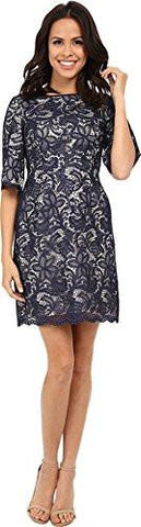 Wide Elbow Sleeve Fit And Flare Navy 10