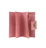 Wiberlux Prada Metal Logo Detail Real Leather Tab Wallet One Size Light Pink