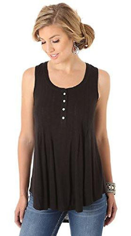 As Real As Sleeveless Pleated Front Four Button Placket Solid Top