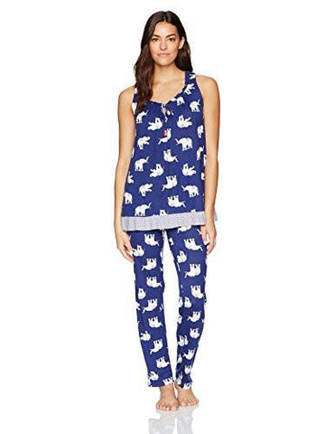 Ellen Tracy Printed Flounce Pajama Set, Elephant, Xl