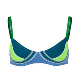 Color Block FiberLite Bikini Top, Navy/Acid Blue/Lemon