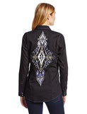 Rock 47 Long Sleeve Western Front Yoke With Back Embroidery And Studs Shirt, Black, Small