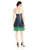 Peacock Jacquard Strapless Dress, Navy, 10