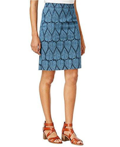 Printed Denim Pencil Skirt 12, Navy Stone Combo
