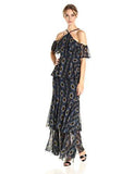 Maxi Ruffle Dress, Black/Purple, 6