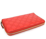 Ssima Leather Wallet Zip Around Travel Clutch 321117 Coral Red