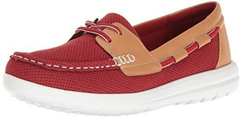Jocolin Vista Boat Shoe Red Perforated Microfiber 8 M Us