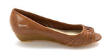 Favara Peep Toe Leather Wedge Pumps Nut Size 6