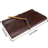 Unisex Pu Leather Envelope Sve Handheld Clutch Purse Brown